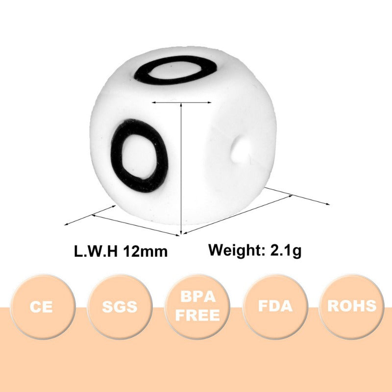 Wholesale 10pcs Silicone Food Grade Teething Diy Bracelet Multi-sided Pacifier Teething English Letter Beads